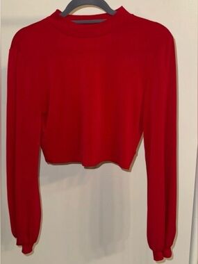 Aqua Long-Sleeve Cropped Top